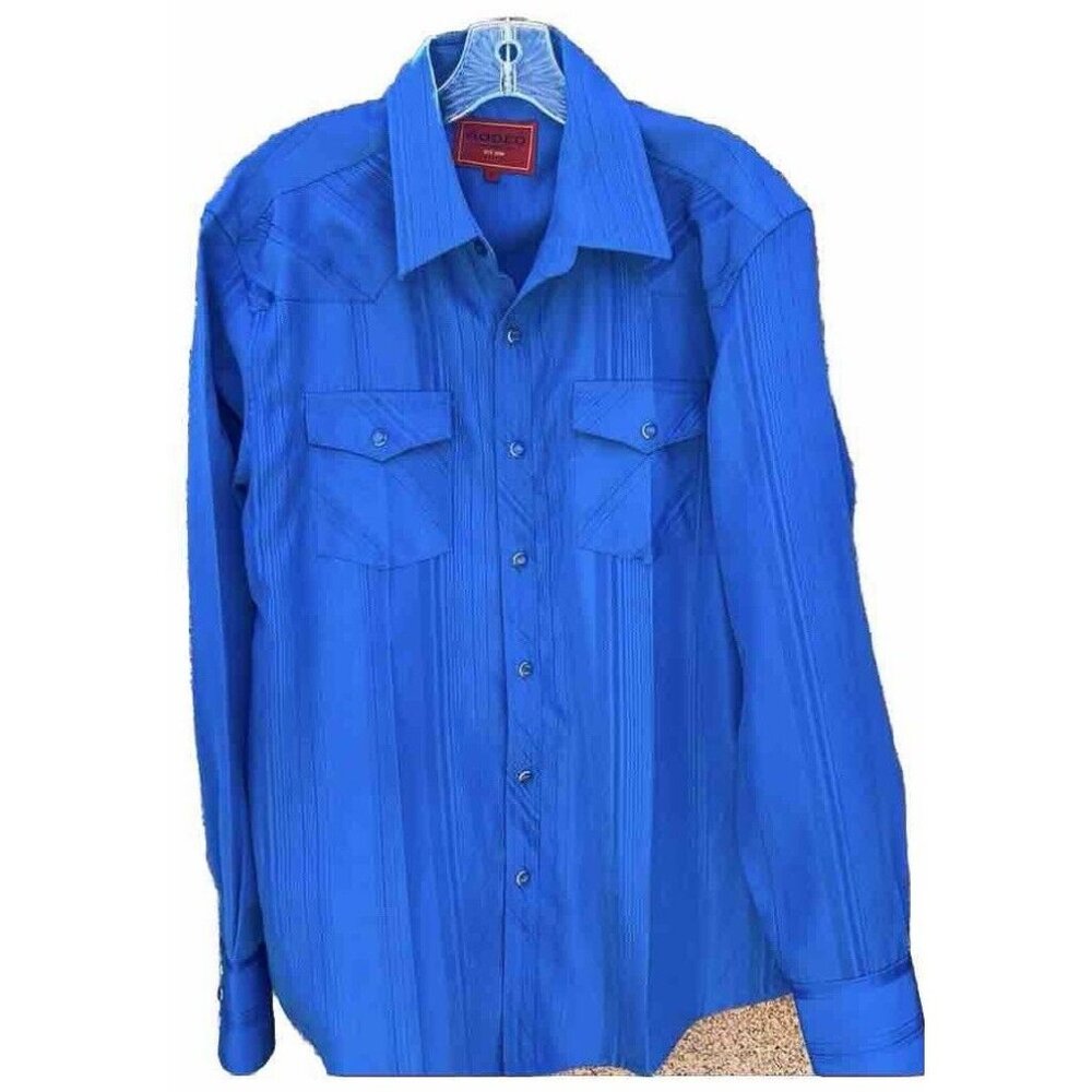 Mens Western Rodeo Shirt Color Match Stripe Pearl Snap Up Pockets Stretch Cowboy
